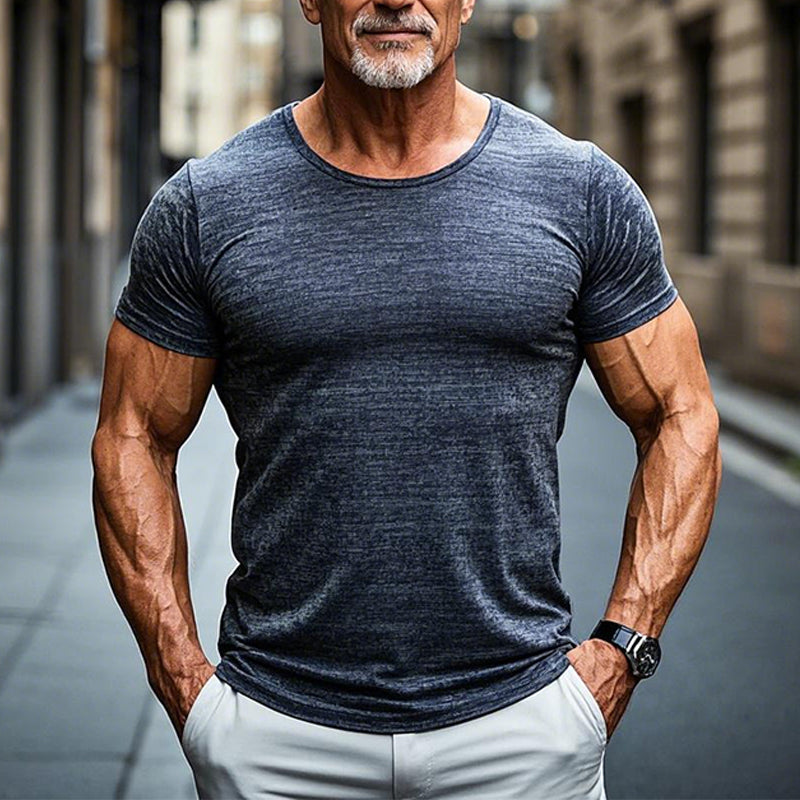 Men's Cotton Blend Crew Neck Short Sleeve T-shirt 9904627384504