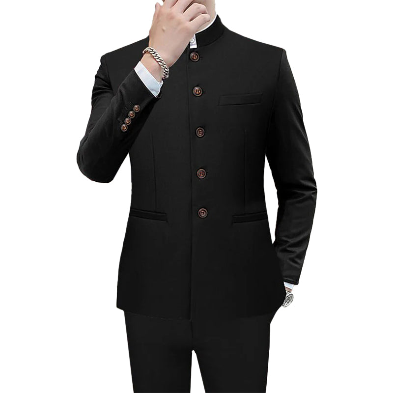 Men's Business Casual Stand Collar Single Breasted Blazer 9888556482744