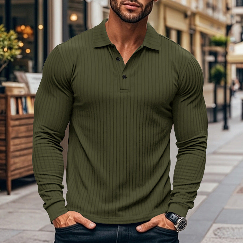 Men's Lapel Fitted Long Sleeved T-shirt241200938 9877963145400