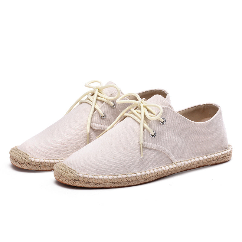 Men's Casual Solid Strappy Linen Canvas Shoes 9949457711288