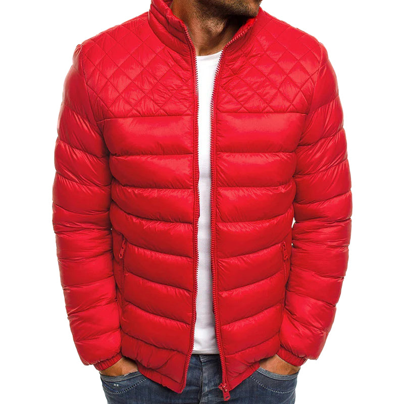 Men's Daily Outerwear Solid Quilted Zipper Long Sleeve Puffer Jacket 9888556777656