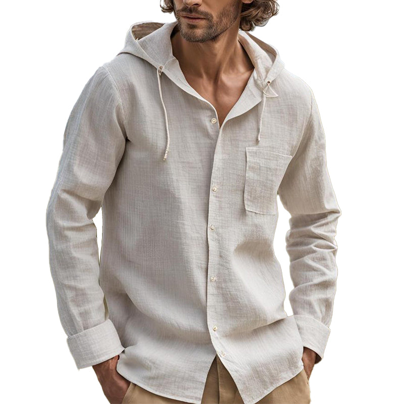 Men's Solid Color Casual Single Breasted Hoodie 9893975883960