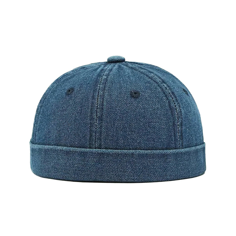 Men's Washed Denim Roll-Up Edge Docker Cap 9949457645752