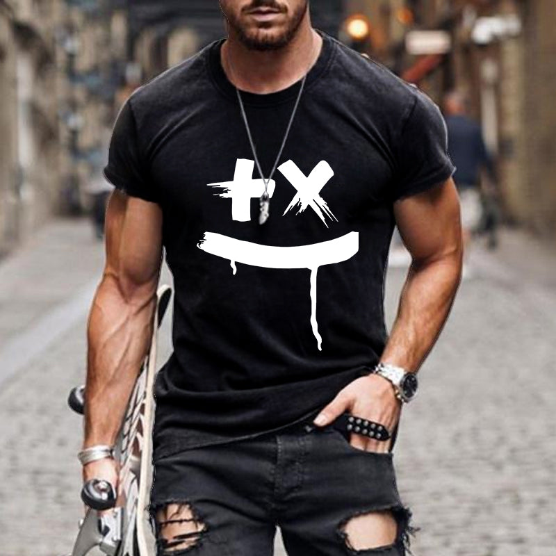 Men's Casual Summer Smiley Loose Short Sleeve T-Shirt 9261138608312