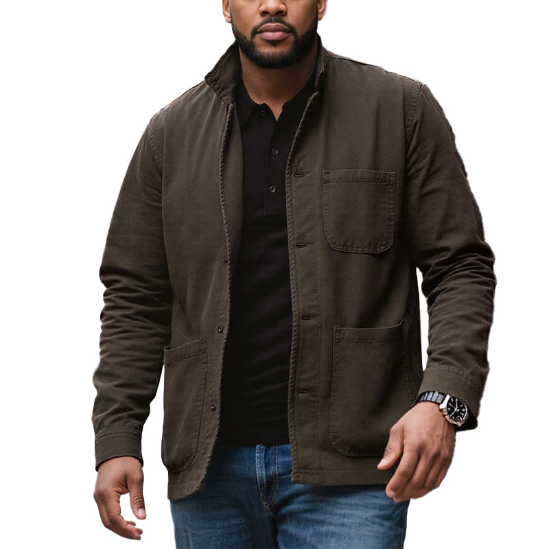 Men's Casual Vintage Washed Pocket Lapel Jacket 9261080314040