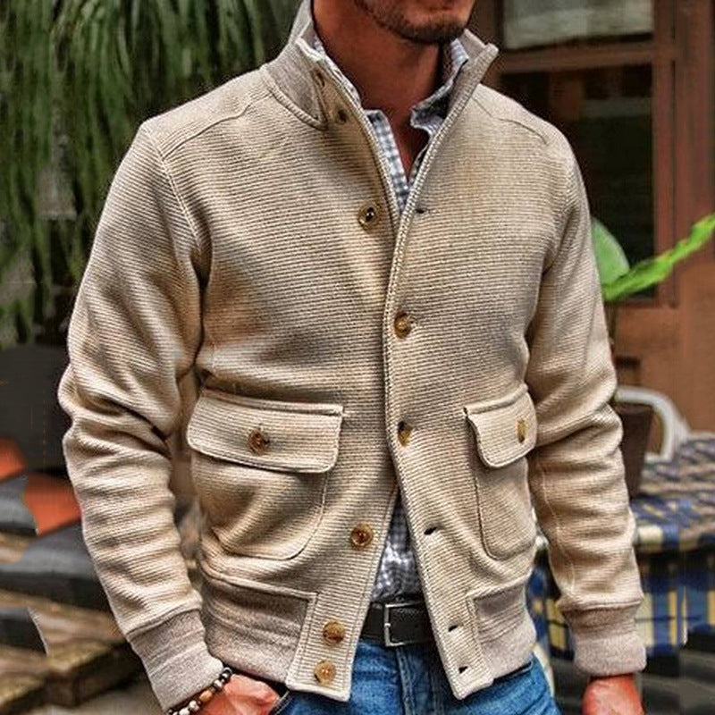 Men's Stand Collar Solid Color Casual 9879136796856