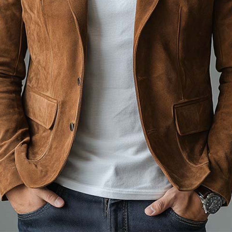 Men's Classic Casual Suede Slim Fit Blazer 9892386078904