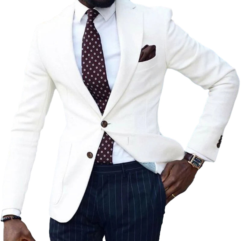 Men's Business Notch Lapel Two Button Chest Pocket Solid Blazer 9888554877112