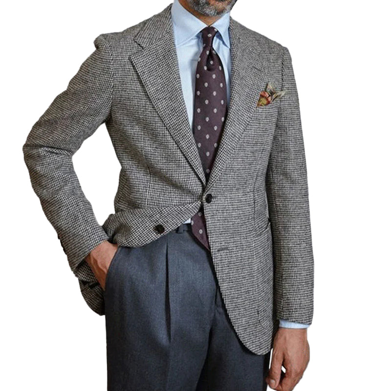 Men's Business Notch Lapel Two Button Chest Pocket Solid Blazer 9888554877112
