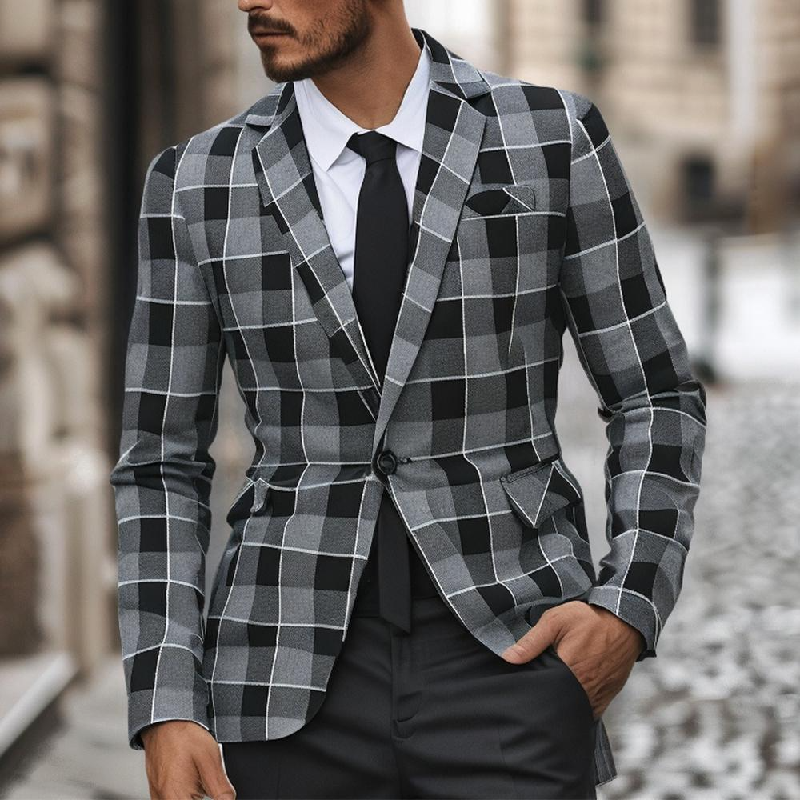 Men's Vintage Check Casual Blazer 9906104336568