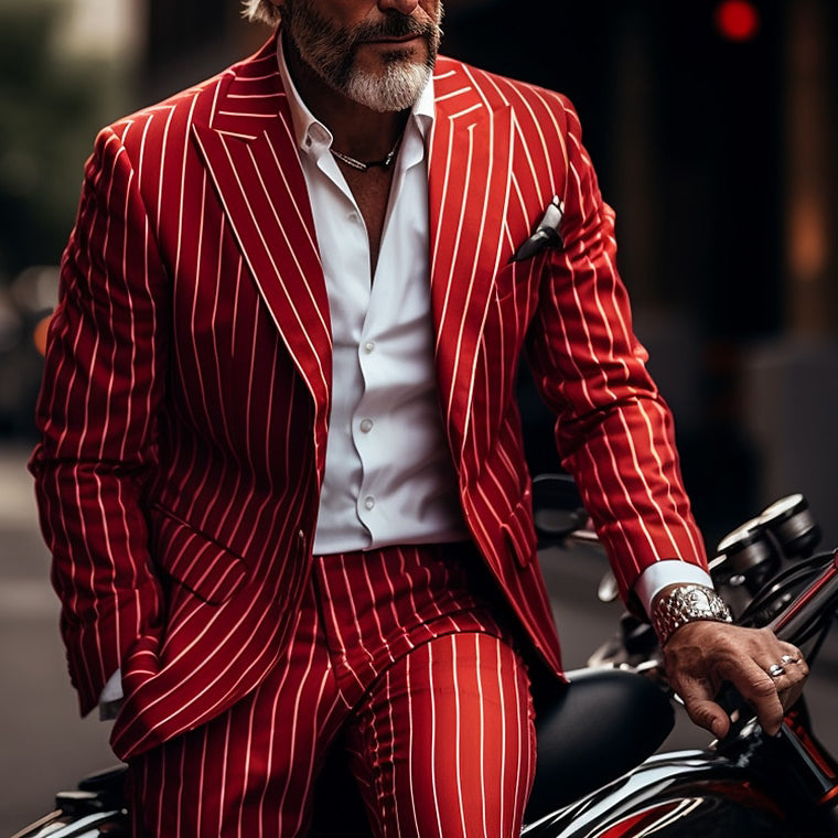 Men'S Business Striped Lapel Collar Long Sleeve Pocket Blazer 9888556744888