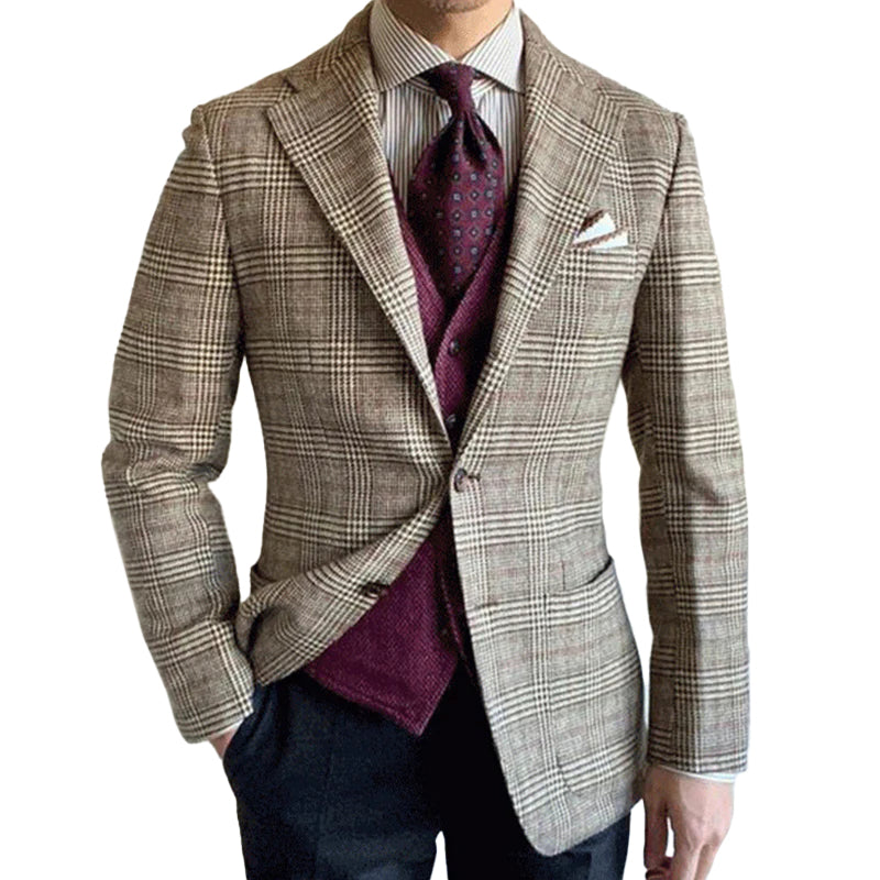 Men's Business Notch Lapel Two Button Chest Pocket Solid Blazer 9888554877112
