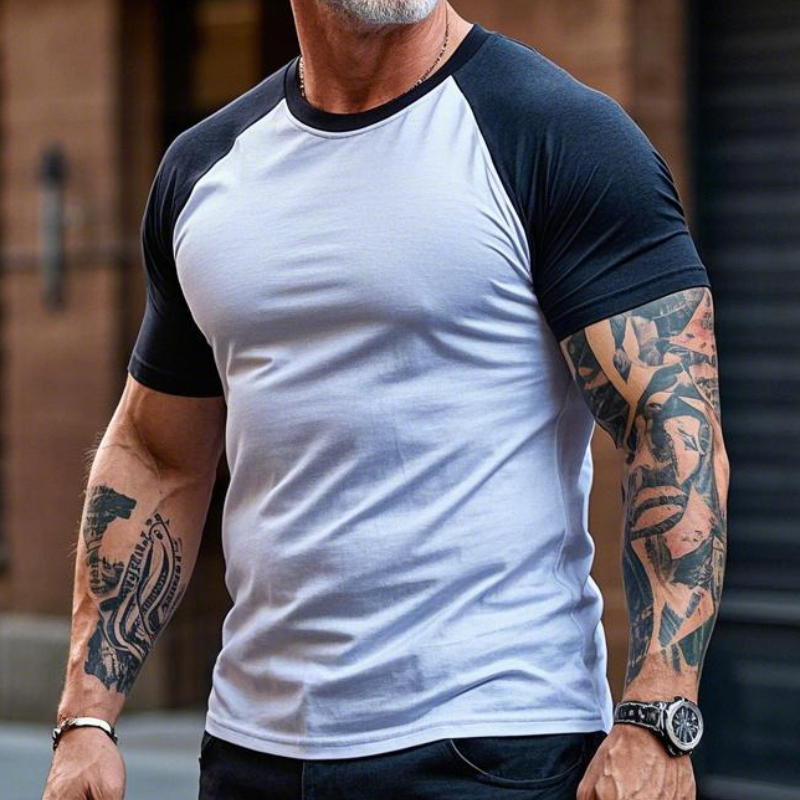 Men's Vintage Casual Round Neck Cotton Blend Short-sleeved T-shirt 9903253717176