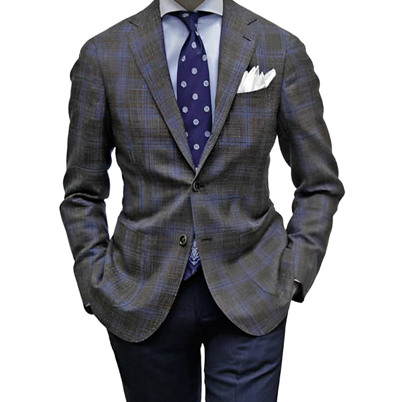 Men's Business Notch Lapel Two Button Chest Pocket Solid Blazer 9888554877112