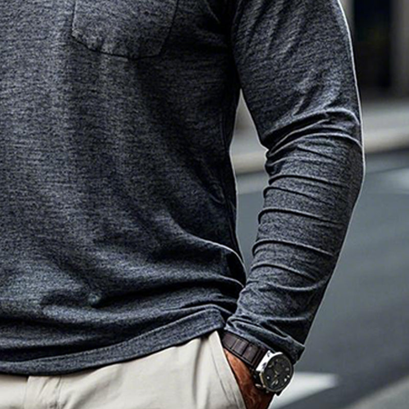 Men's Cotton Blend V-Neck Long Sleeve T-Shirt 9902009450680