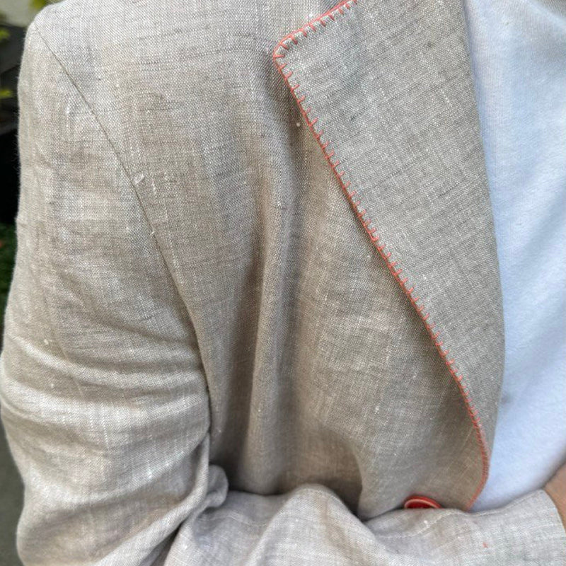 Men's Cotton and Linen Contrast Blazer 9893975916728