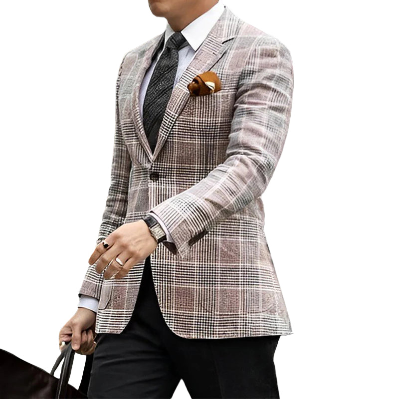 Men's Business Notch Lapel Two Button Chest Pocket Solid Blazer 9888554877112