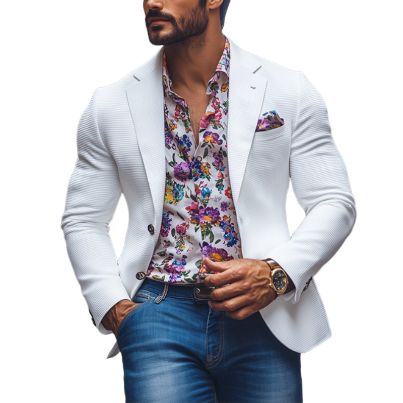 Men's Classic Casual Slim Fit Solid Color Waffle Blazer 9907265208504
