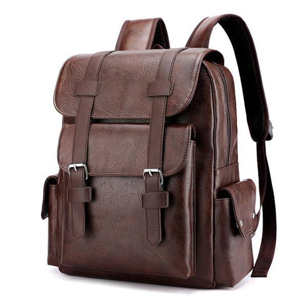 Vintage-Mode-Rucksack aus Leder mit mehreren Taschen 16219572W