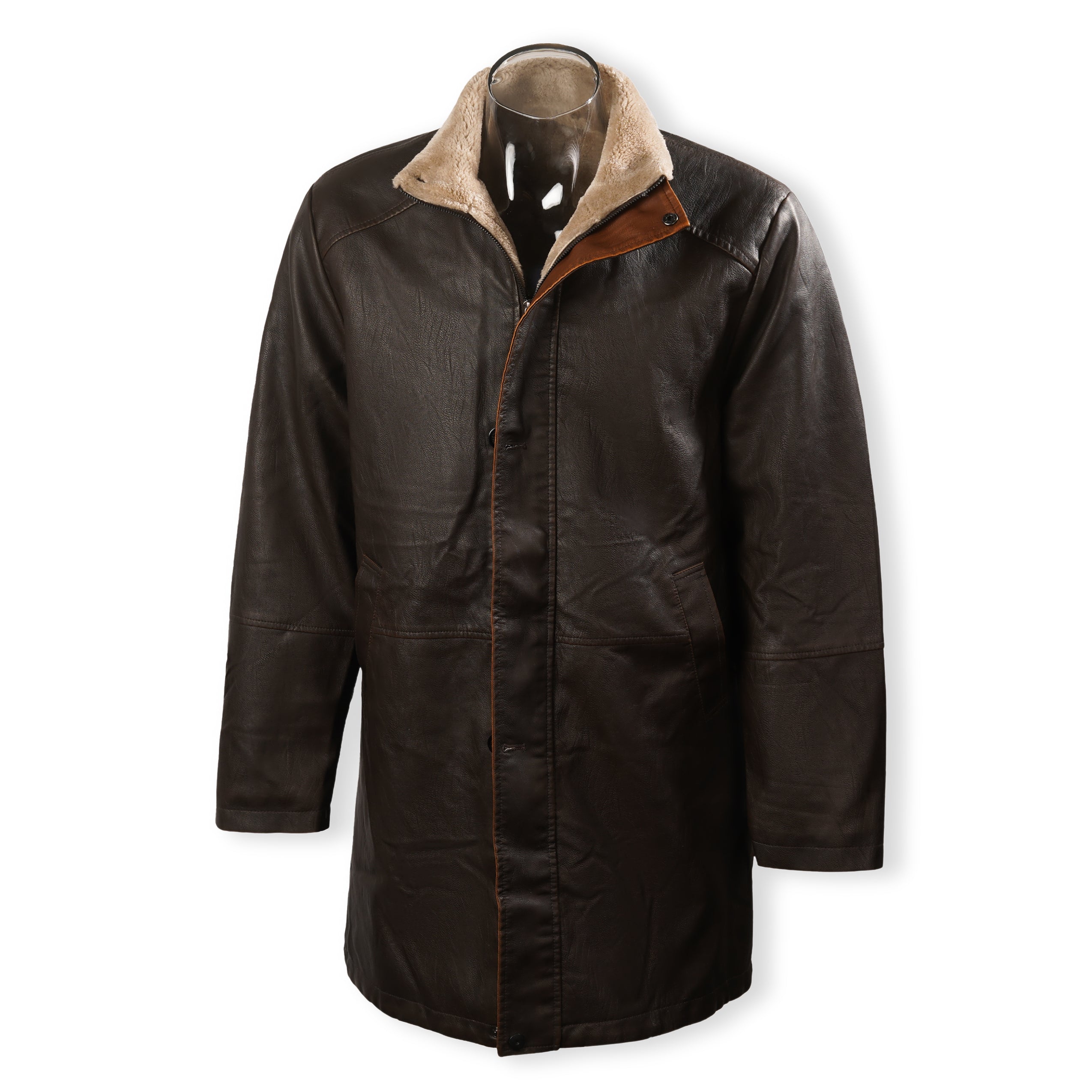 Men's Vintage Double Stand Collar Leather Coat 9261079003320