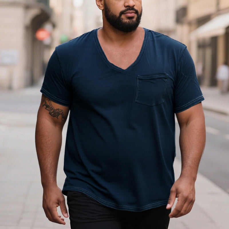 Men's V Neck Breast Pocket Short Sleeve Cargo T-shirt 9261120716984