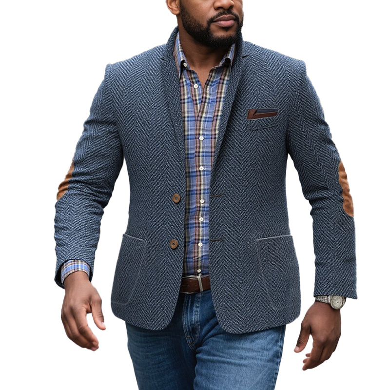 Men's Vintage Herringbone Suede 3-Pocket Casual Blazer 9888733823160