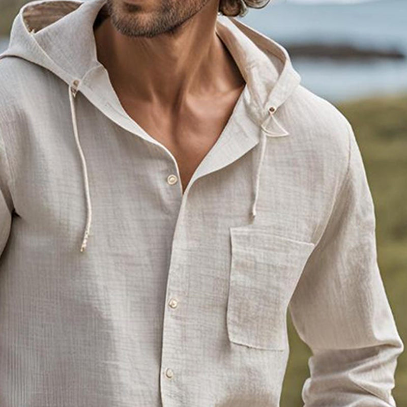 Men's Solid Color Casual Single Breasted Hoodie 9893975883960