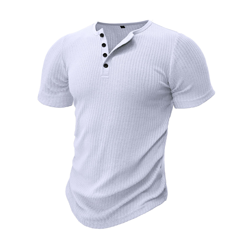 Men's Classic Casual Slim Fit V-Neck Button Short Sleeve T-Shirt 9901326696632