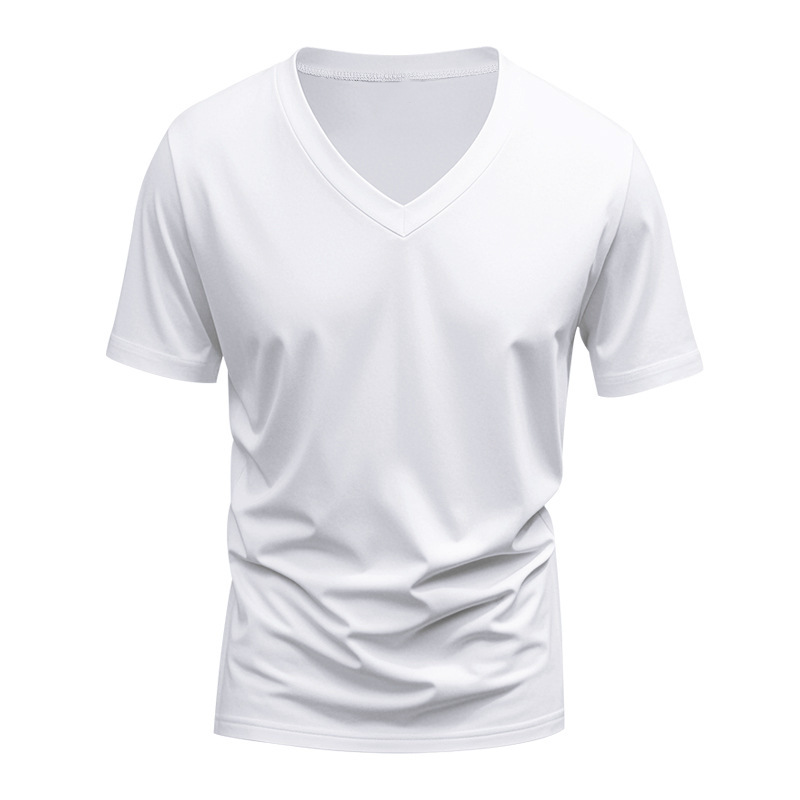Men's Solid Color Casual V-neck Short-sleeved T-shirt 9906103320760