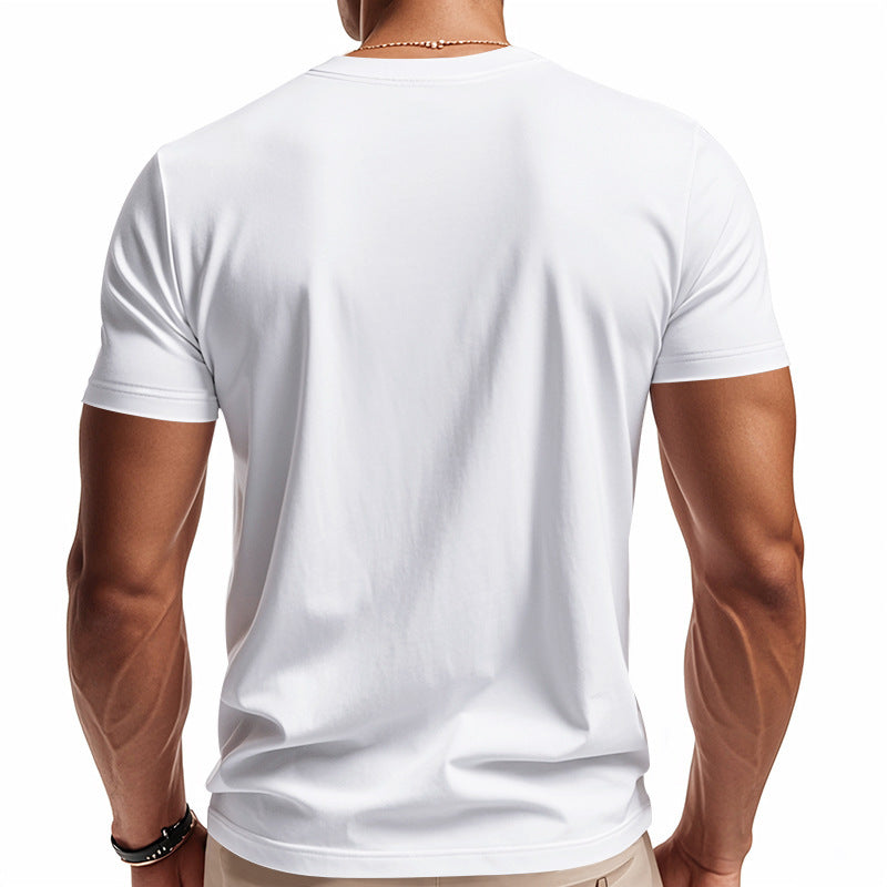 Men's Solid Color Casual V-neck Short-sleeved T-shirt 9906103320760