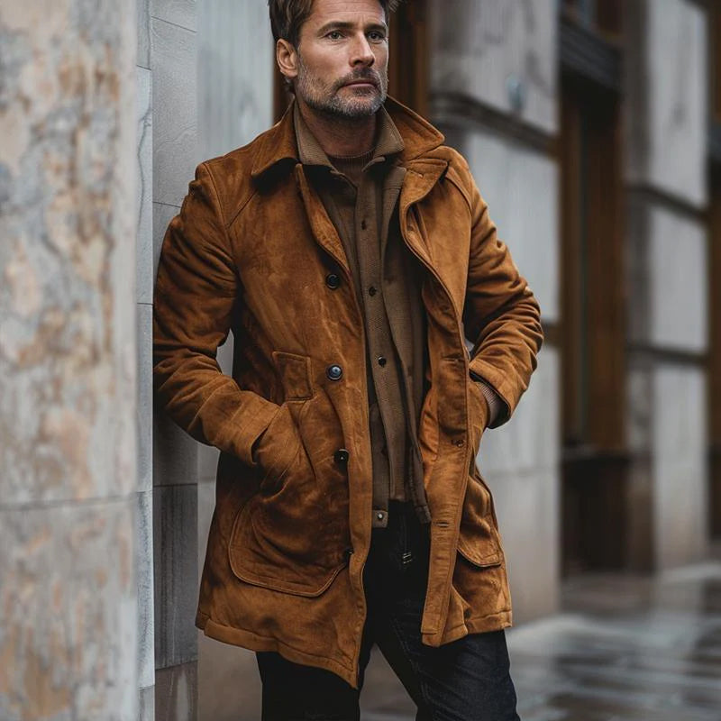 Men's Suede Vintage Single Breasted Coat 9261101613240