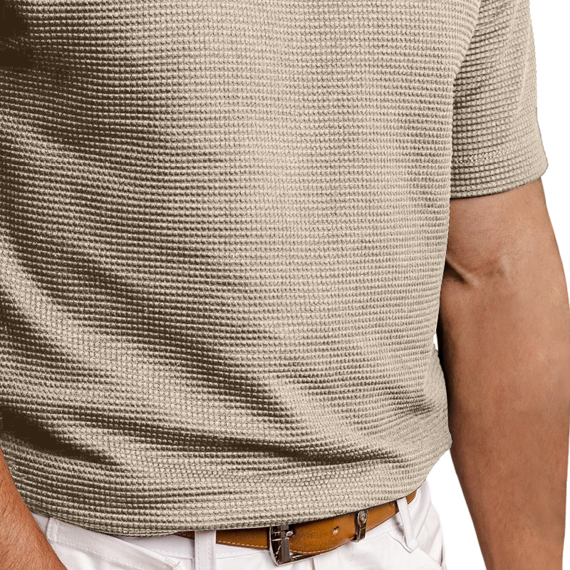 Men's Fashion Waffle Round Neck Short Sleeve T-Shirt 9892391485624