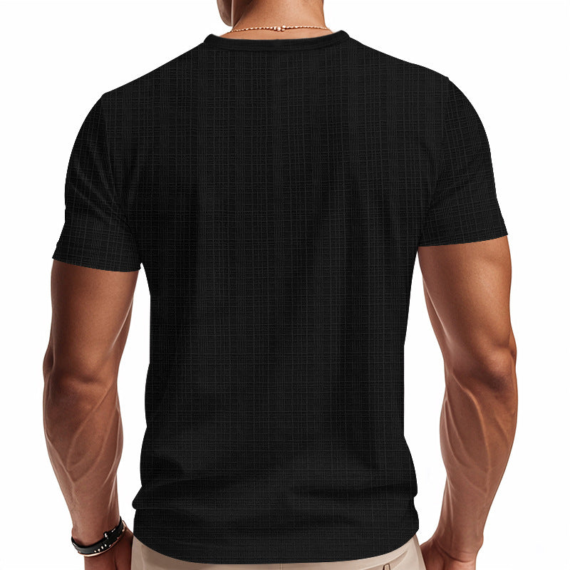 Men's Solid Color V-neck Short-sleeved T-shirt 9903258108088