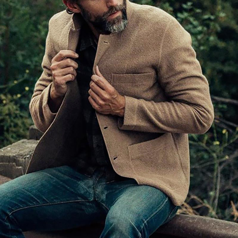 Men's Casual Stand Collar Single Breasted Blazer 9261083885752