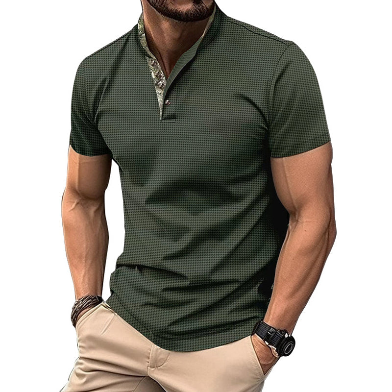 Men's Casual Button Collar Short Sleeve T-Shirt 9903254339768