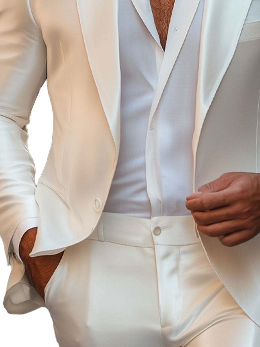 Men's Solid Silk Elegant Blazer 9904641835192