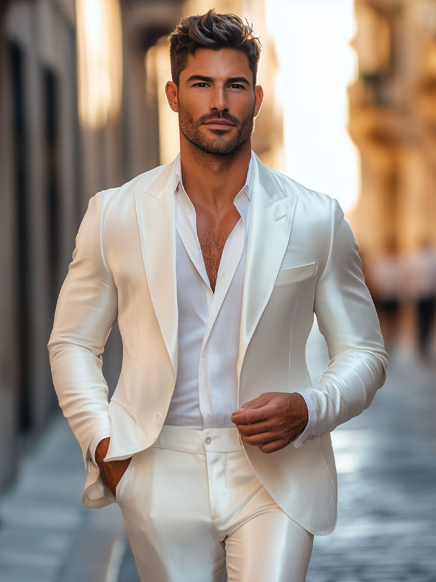Men's Solid Silk Elegant Blazer 9904641835192