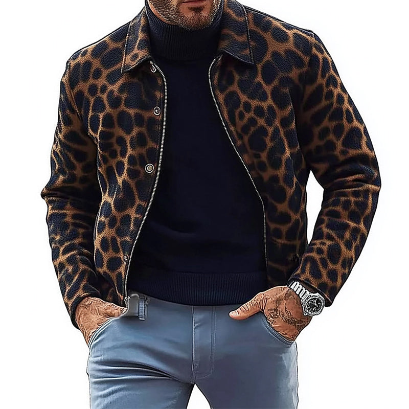 Men's Leopard Print Lapel Jacket 9261087883448