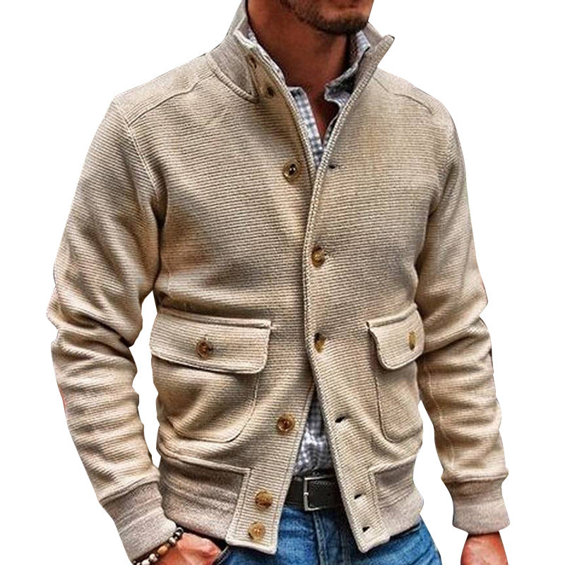 Men's Stand Collar Solid Color Casual 9879136796856