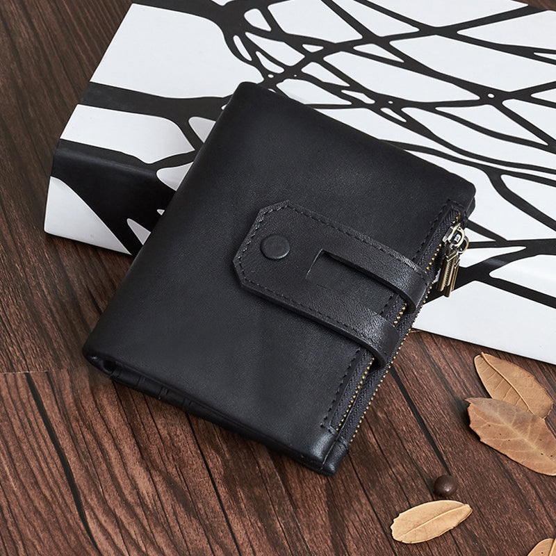 Men's Vintage Multi-Card Double Zip Leather Wallet 9890060796088