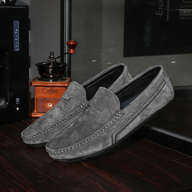 Men's Casual Solid Color Slip On Leather Flat Loafers Shoes 9888555663544