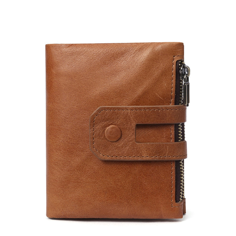Men's Vintage Multi-Card Double Zip Leather Wallet 9890060796088