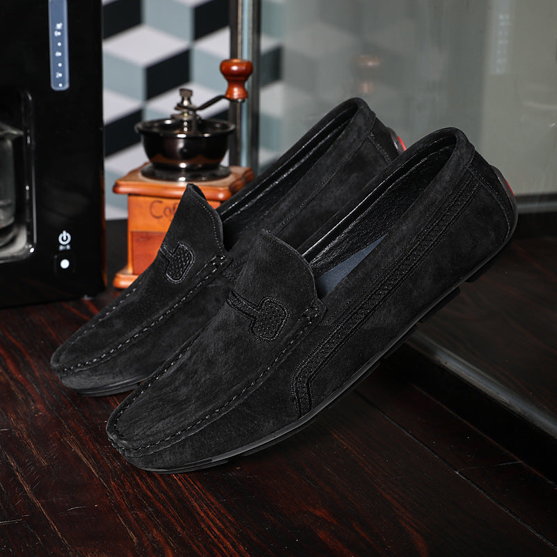 Men's Casual Solid Color Slip On Leather Flat Loafers Shoes 9888555663544