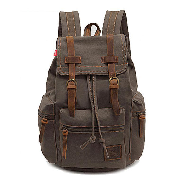 RUCKSACK AUS VINTAGE-CANVAS MIT MEHREREN TASCHEN UND KLAPPE