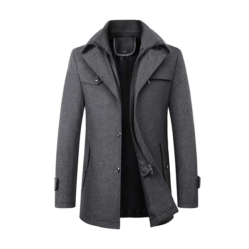 Men's Classic Casual Lapel Multi-pocket Wool Coat 9268189790392