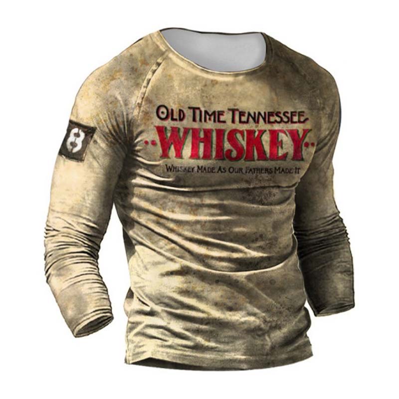 Men's Digital Print Slim Fit Round Neck Long Sleeve T-Shirt 9261143720120
