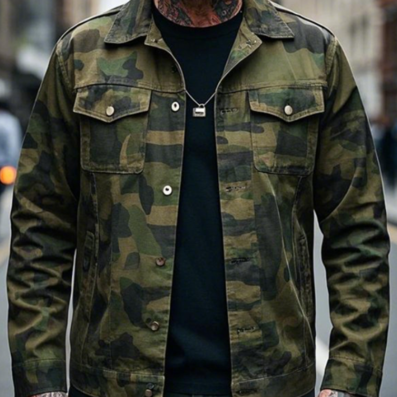 Men's Retro Casual Lapel Camouflage Jacket 9903595749560