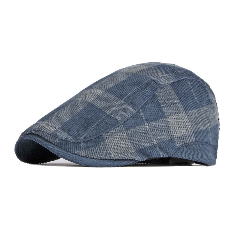 Men's Casual Check Corduroy Beret 9893976473784