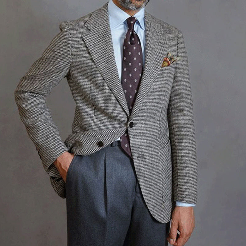 Men's Business Notch Lapel Two Button Chest Pocket Solid Blazer 9888554877112