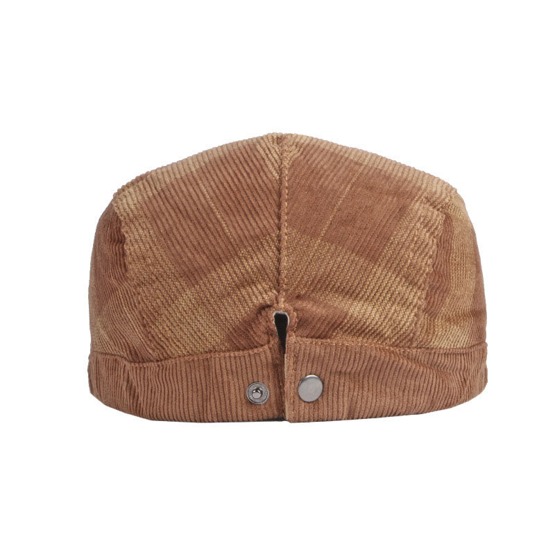 Men's Casual Check Corduroy Beret 9893976473784